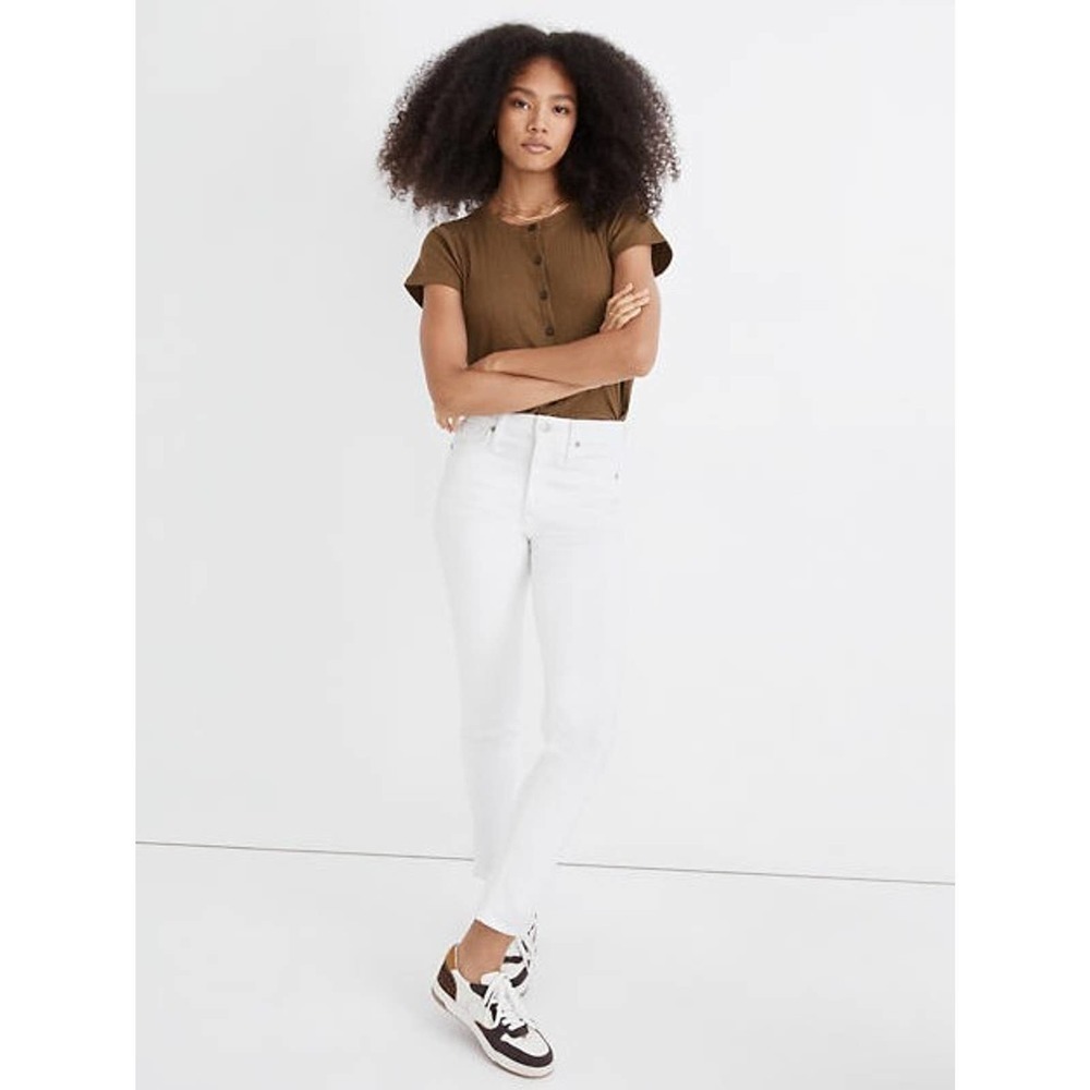 Madewell NWT High Rise Classic Stovepipe Ankle Skinny Jeans White Size 25 MC636